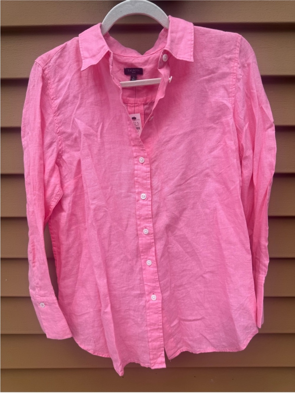 Talbots 100a% linen Pink Linen Button-Front Shirt Small NWT